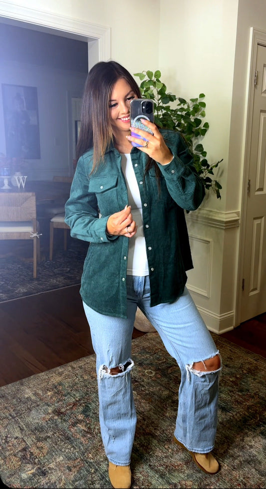 Evergreen Button Up
