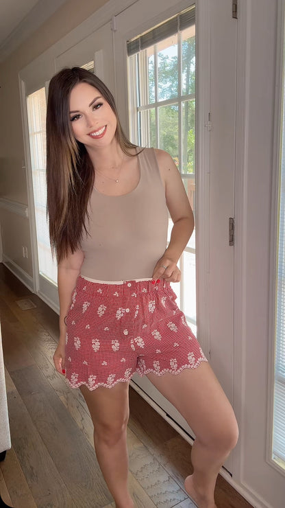 Embroidered Shorts (Red)