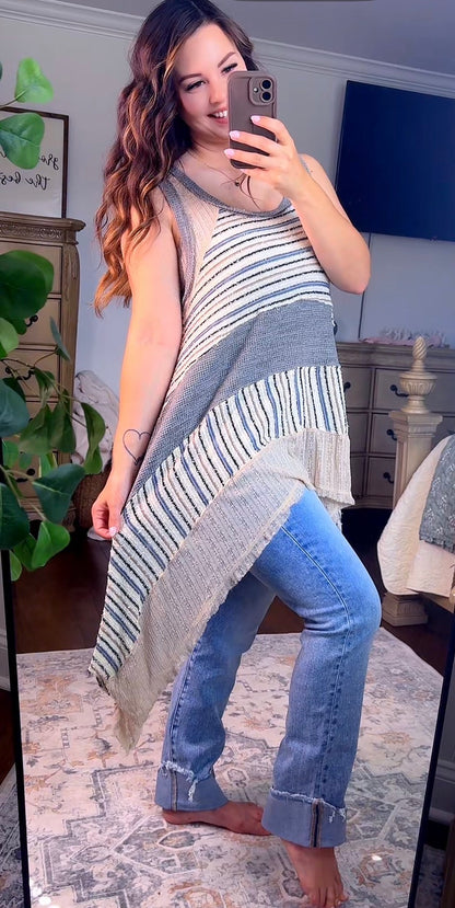 Oli and Hali FABRIC MIXED SLEEVELESS TANK TOP