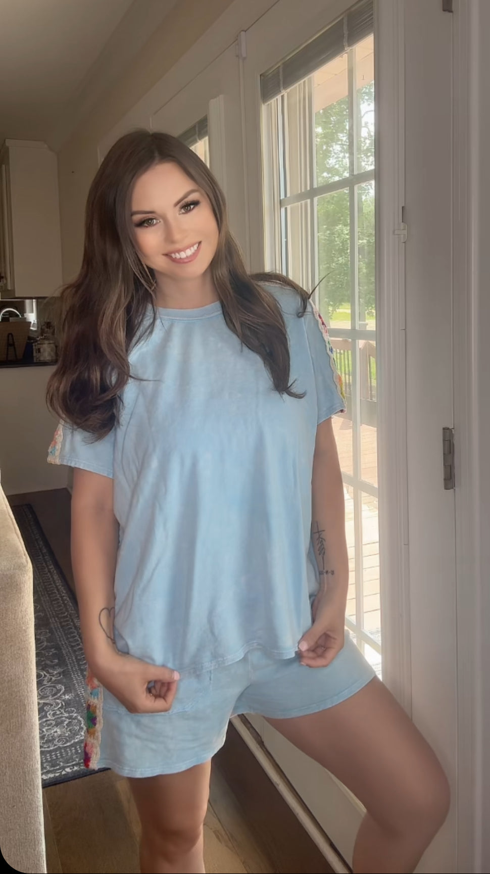 Crochet Detail Top (Blue)