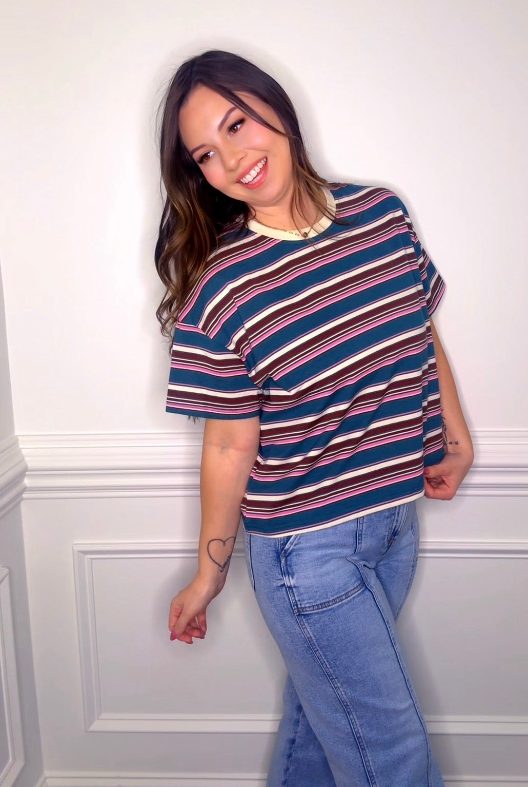 Multi Colored Striped Knit Tee