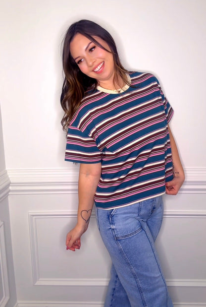 Multi Colored Striped Knit Tee
