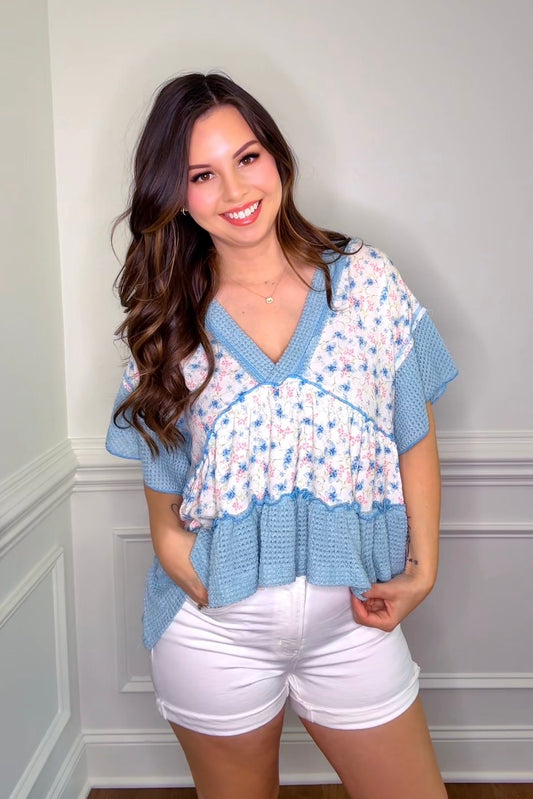 Pol Floral Ruffle Top