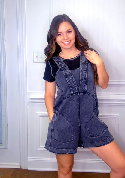 MINERAL WASHED TERRY SHORT ROMPER (2 colors)