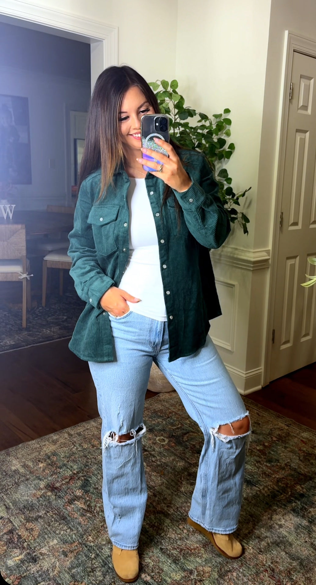 Evergreen Button Up