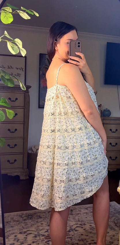 Square Neck Pol Floral Dress