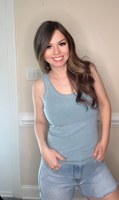 Blue Scoop Neck Tank