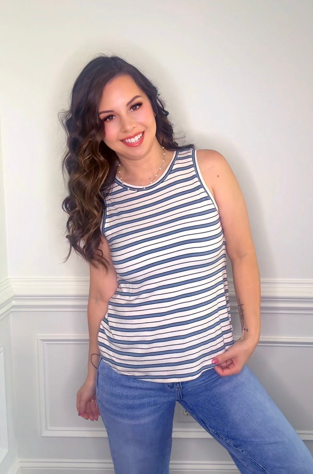 Blue Striped Tank *Final Sale* *Nonfundable*