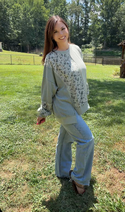 Sage Me Floral Pullover