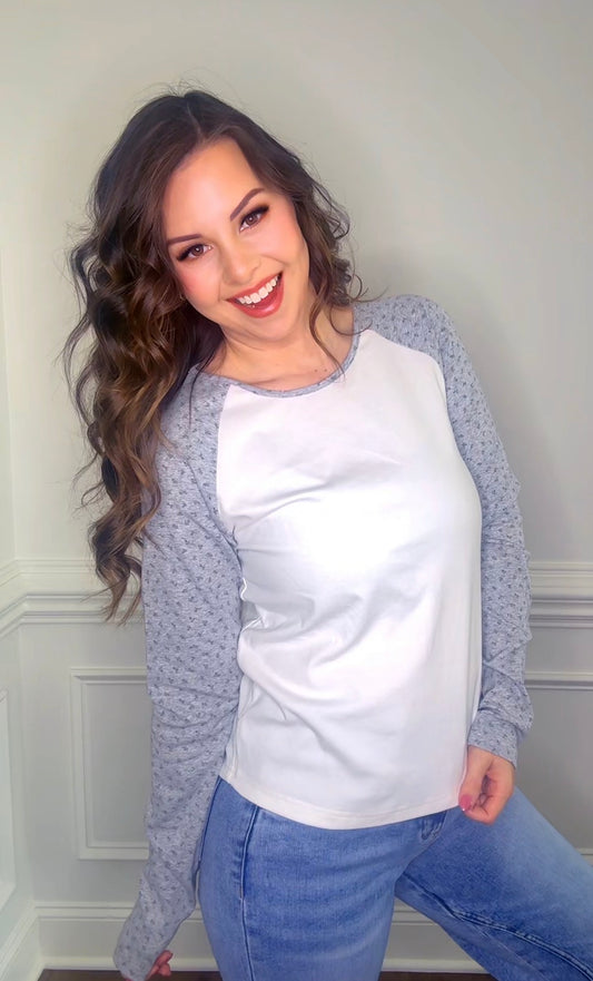 Grey Floral Accent Tee *Final Sale* *Nonrefundable*