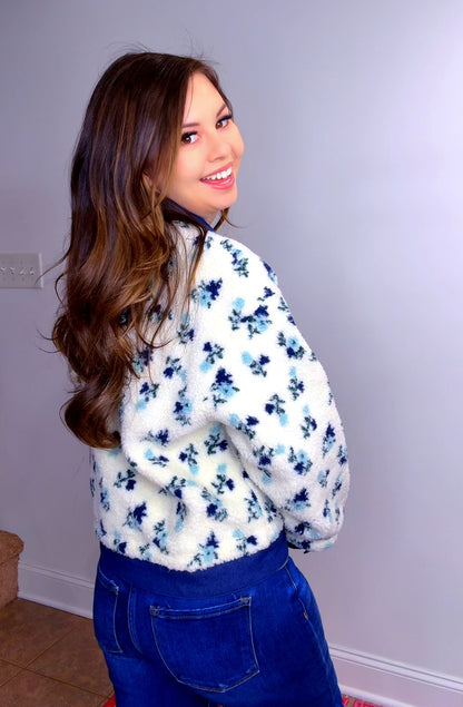 Petals in Blue Denim Jacket