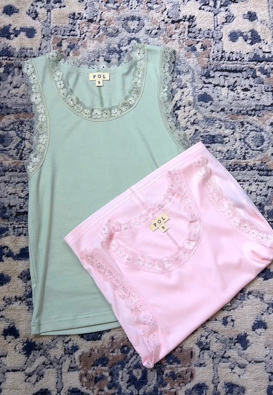 POL Lace Trim Round Neck (2 colors)