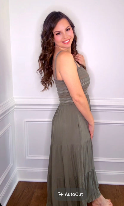 Embroidered Smocked Bodice Tank Dress