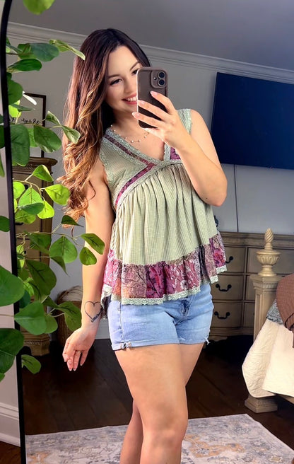 V-neck Sleeveless A-line Top
