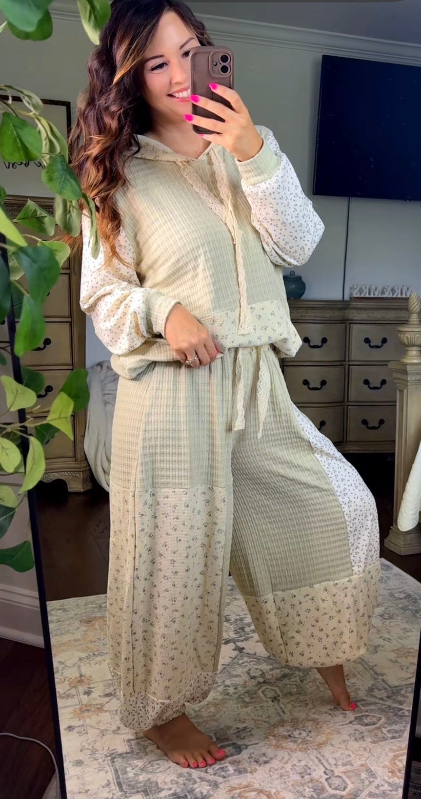 Patchwork wide-leg pants