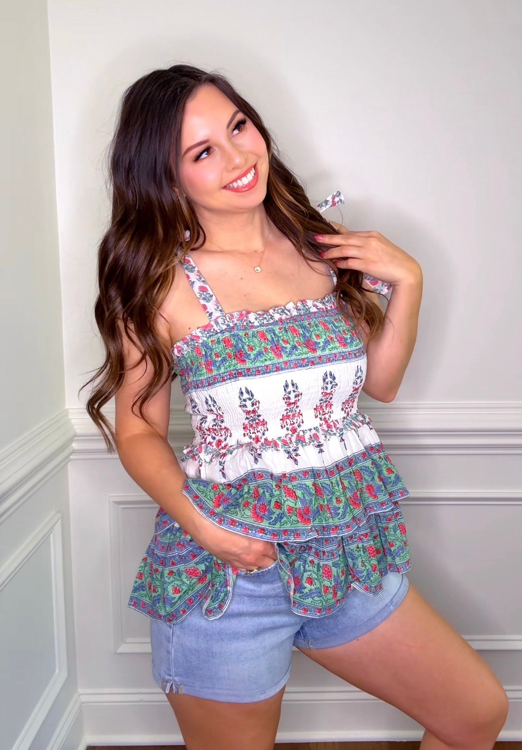 Pol Floral Printed Woven Top