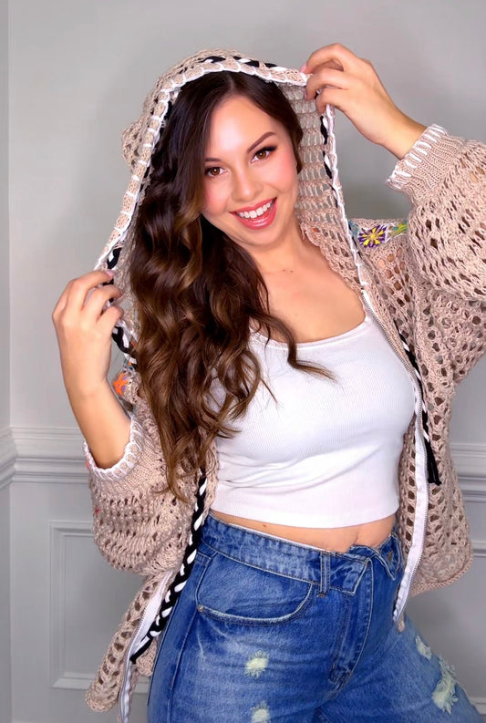 Taupe Granny Squares Jacket