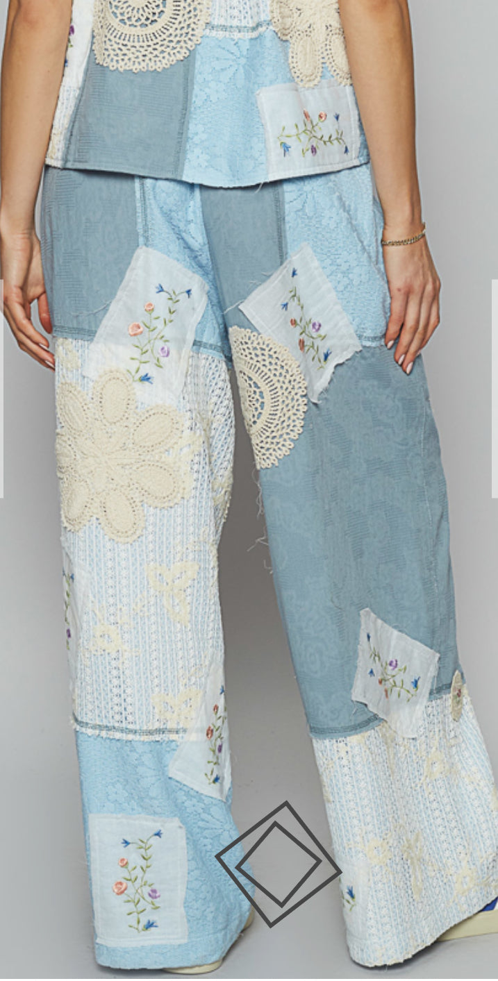 Creamsicle Floral Pants Blue (POL)