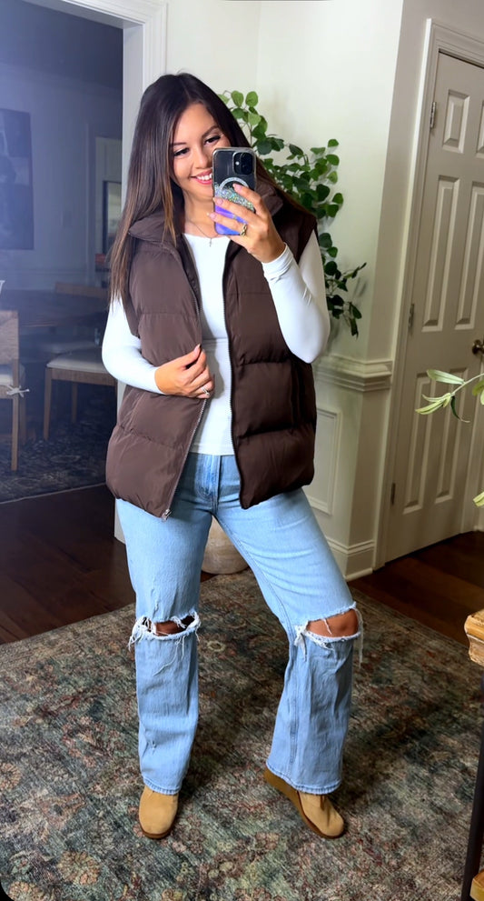 Fall Brown Puffer Vest