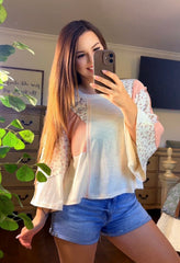 POL Floral and Color Contrast Round Neck (2 colors)