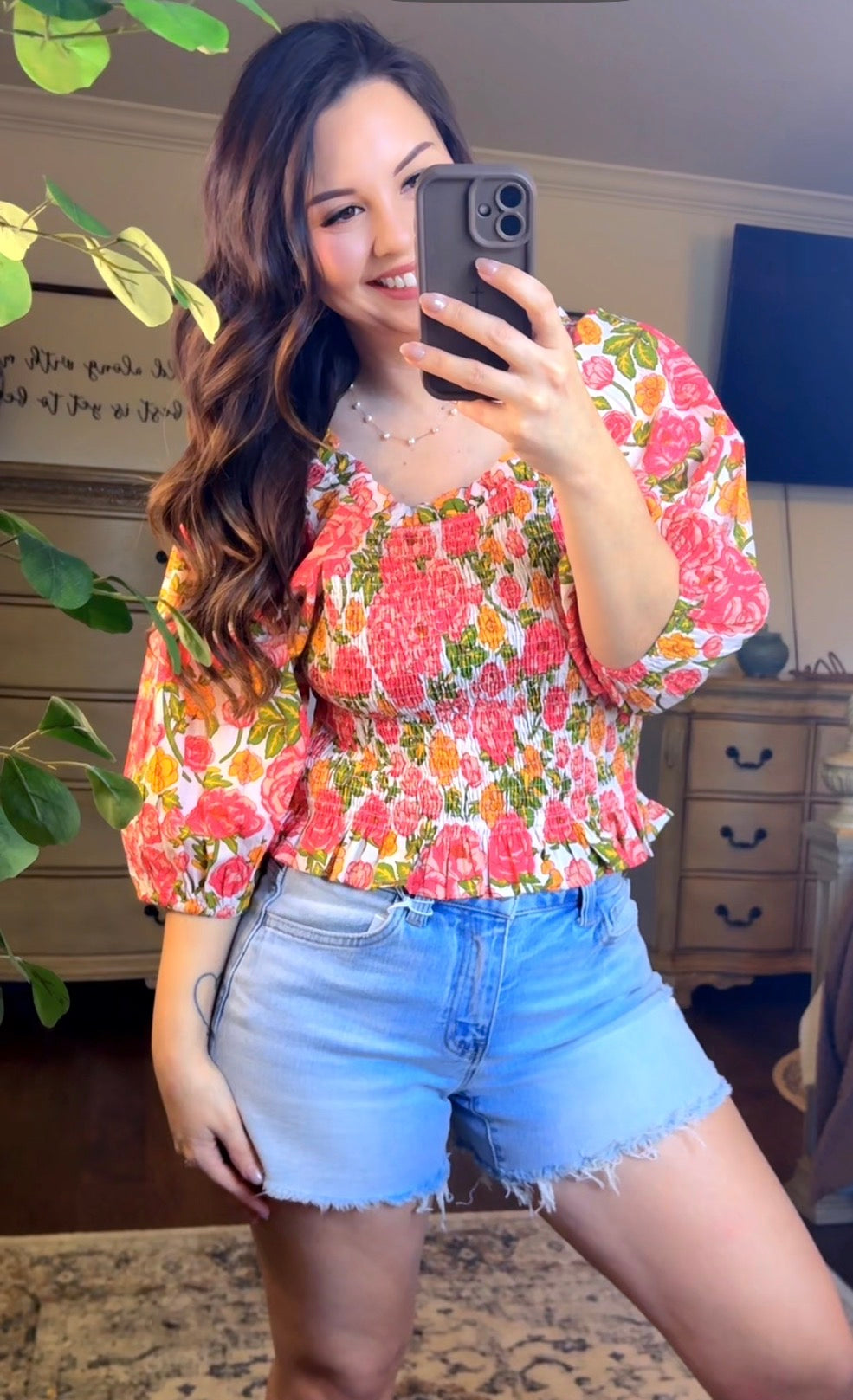 Multi Floral Woven Top FINAL SALE