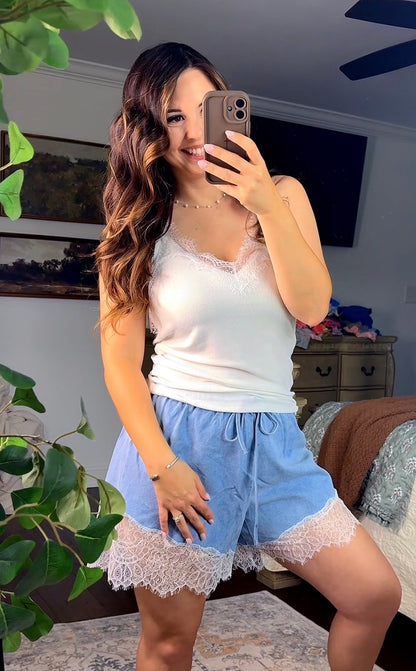 Super Soft Lace Denim Shorts FINAL SALE