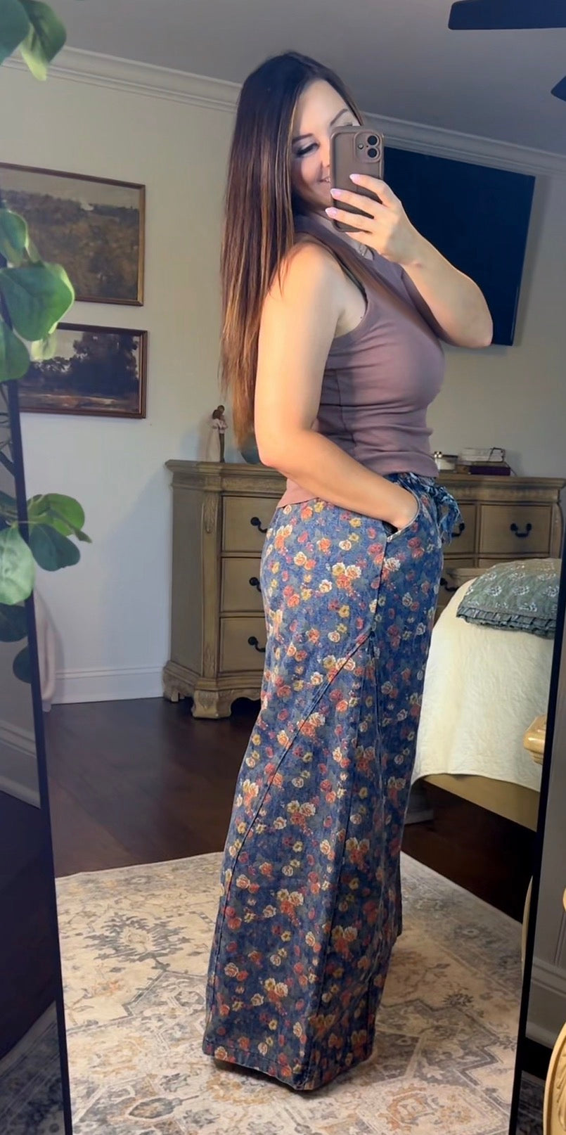 POL Floral Print Straight Fit Pants