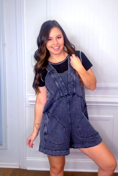 MINERAL WASHED TERRY SHORT ROMPER (2 colors)