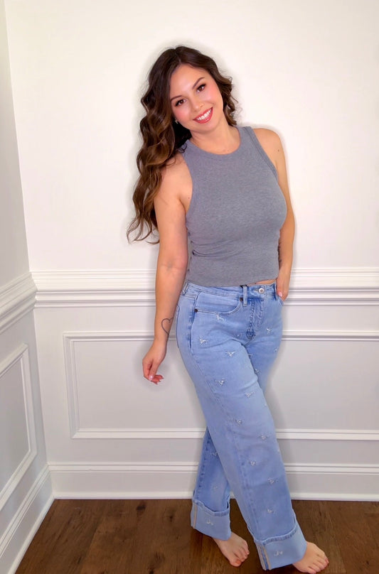 Floral Print Capri Jeans