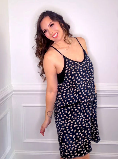 FLORAL PRINTED WASHED TERRY ROMPER