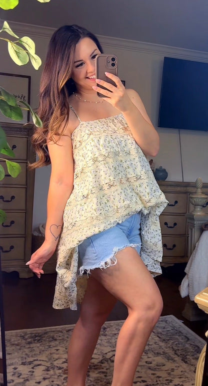 Square Neck Pol Floral Dress