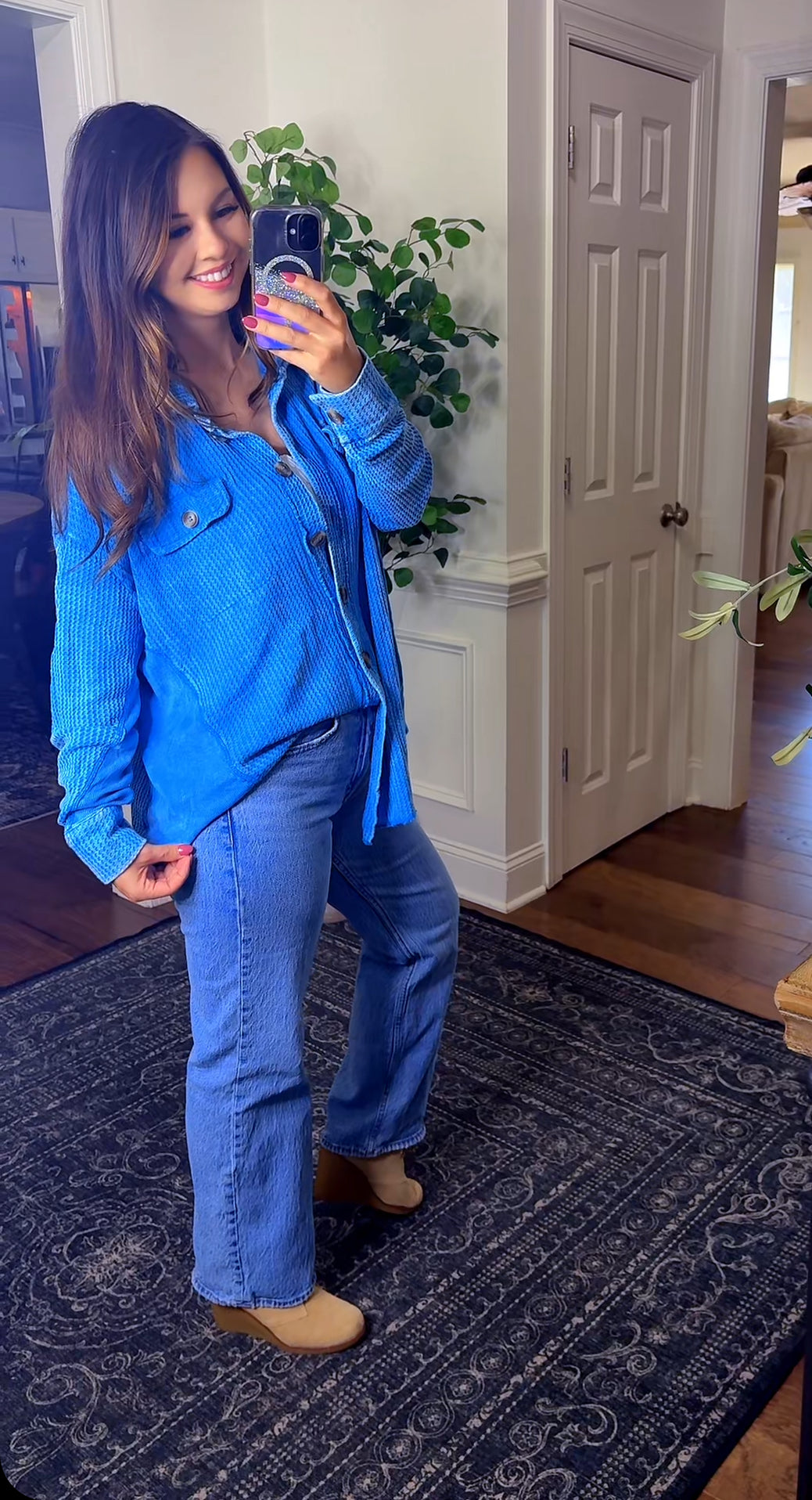 Too Blue For You Button Up