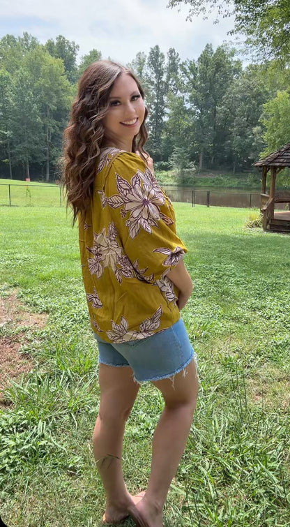 Floral My Fall Top (Mustard)