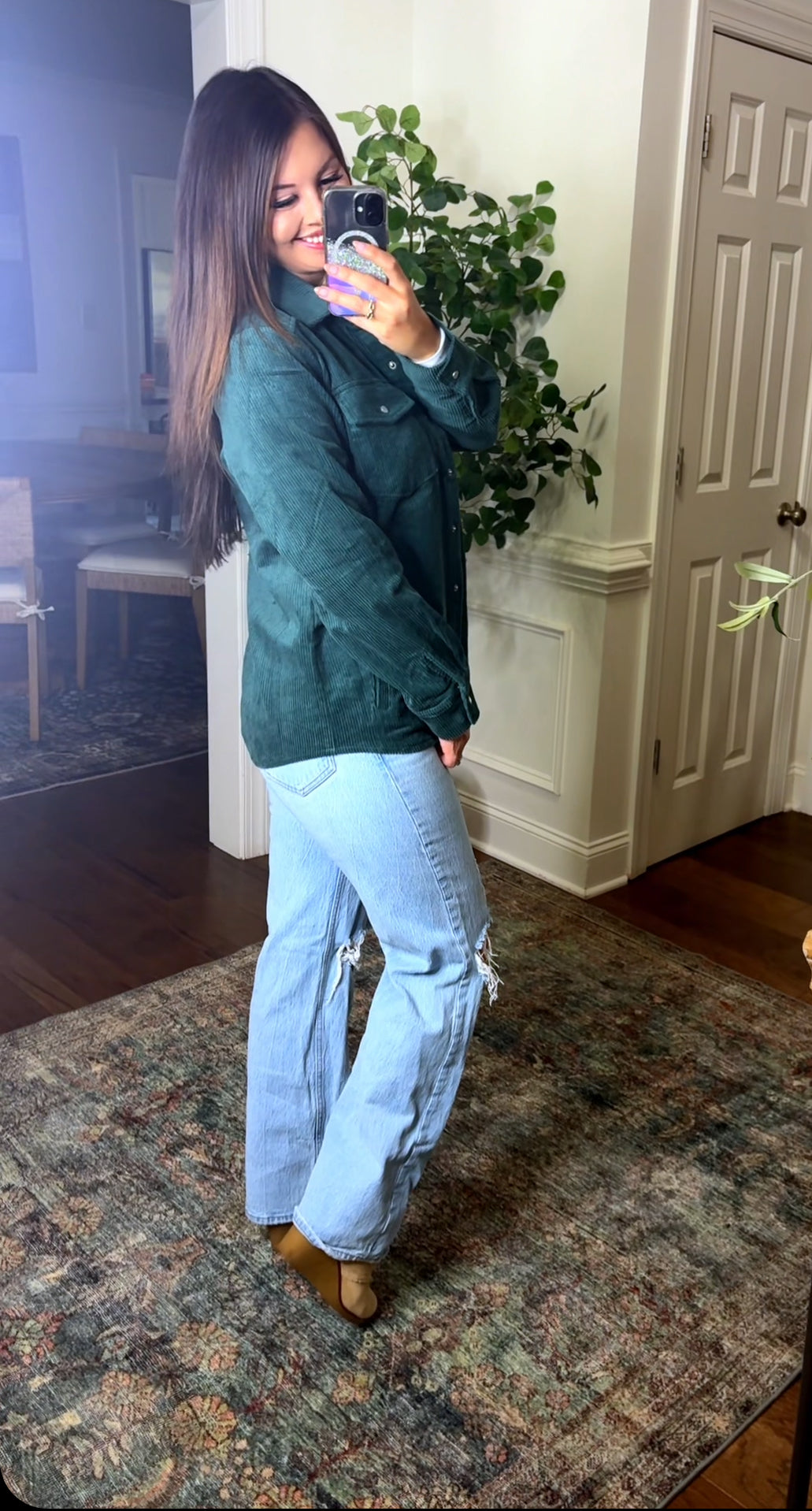 Evergreen Button Up