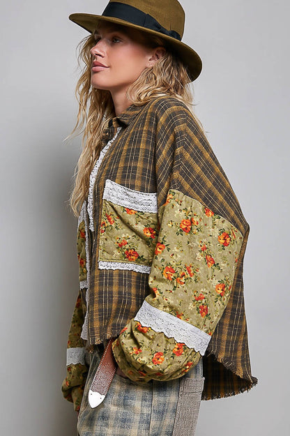 Boho Wildflower Plaid Top- POL