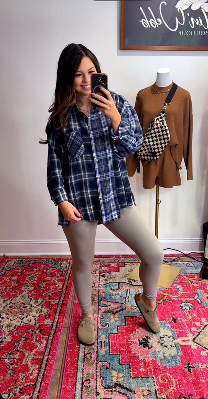 Darling Plaid Flannel Navy