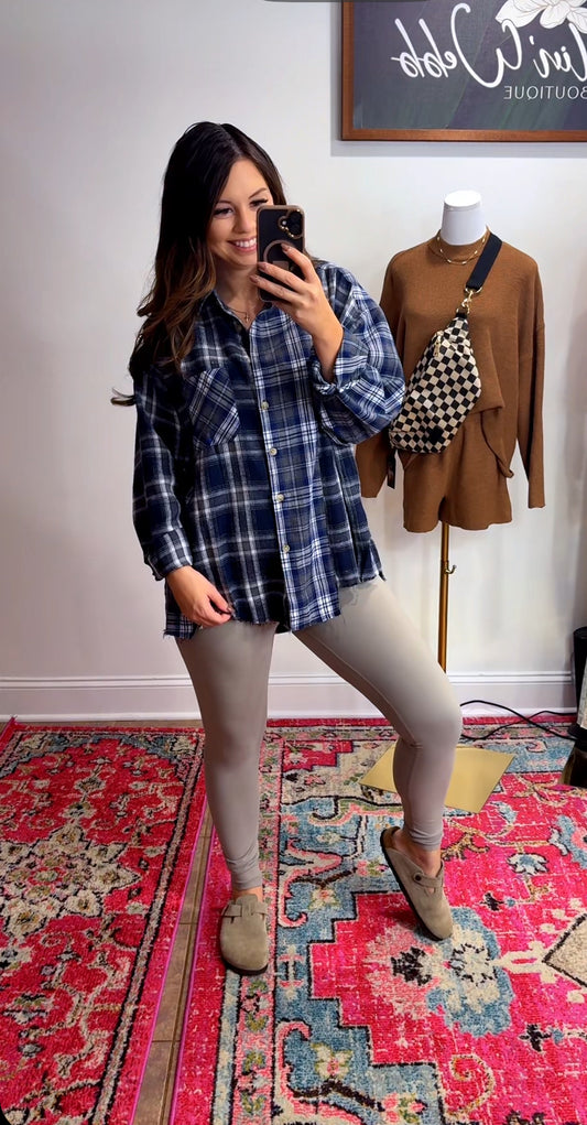 Darling Plaid Flannel Navy