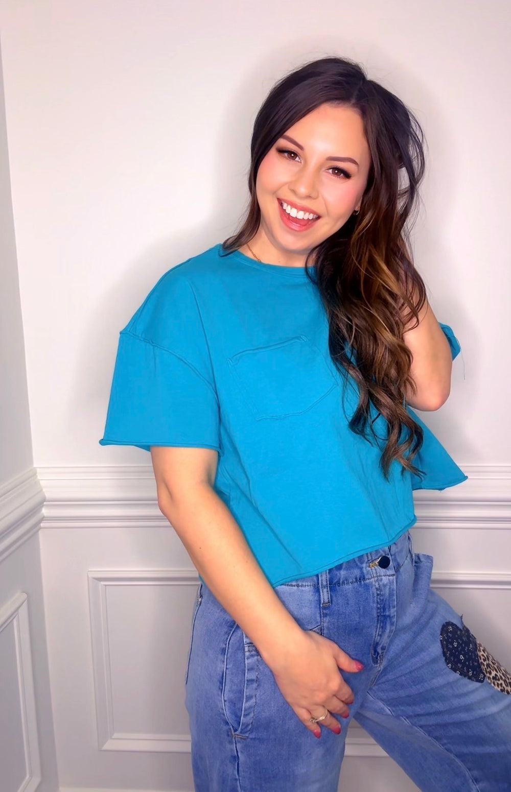 RAW EDGE RELAXED CROP KNIT TOP *Final Sale* *Nonrefundable*