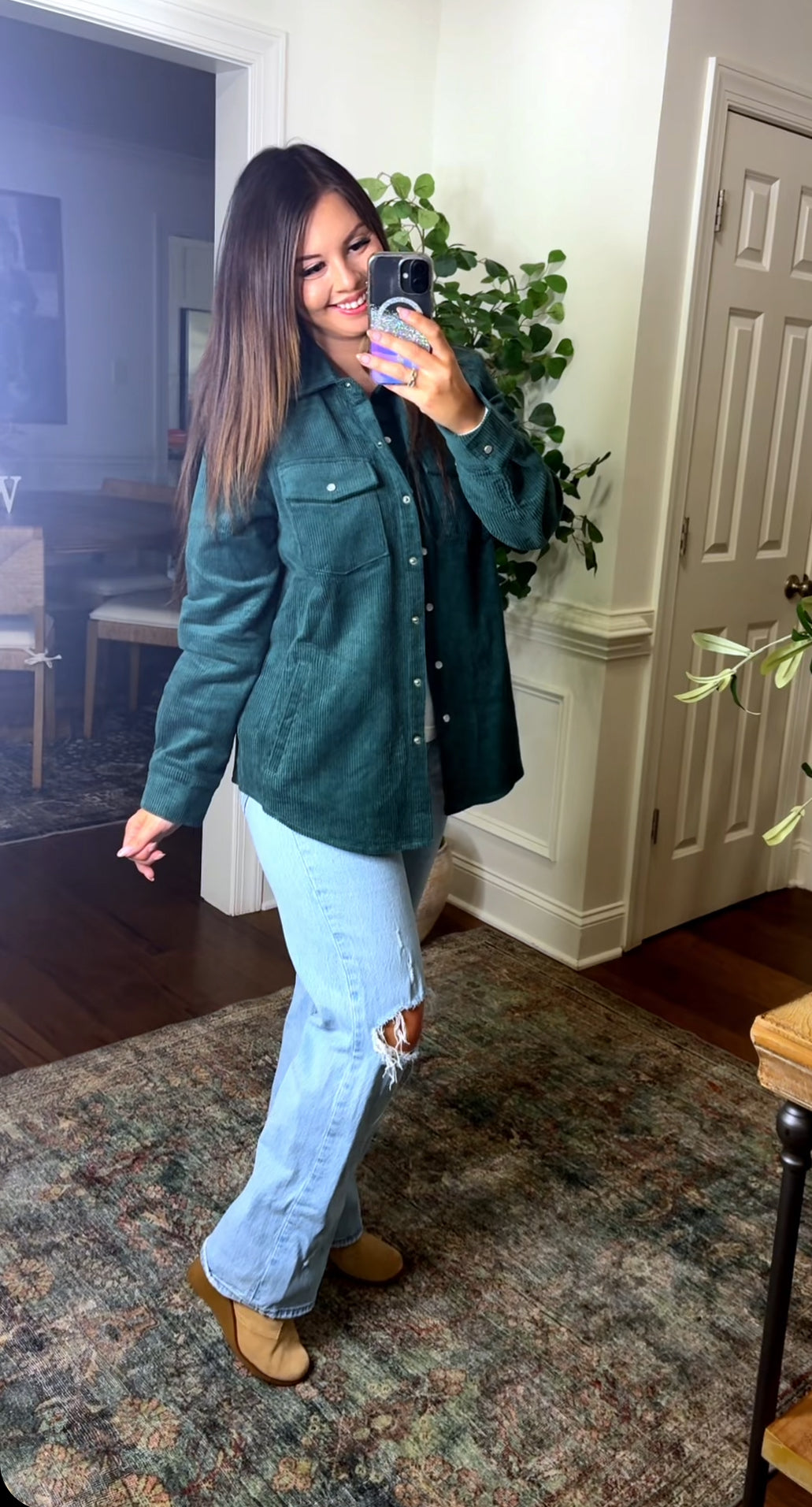 Evergreen Button Up