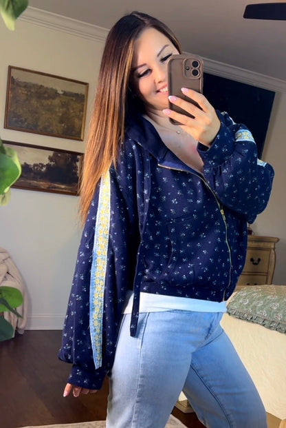 POL Navy Floral Jacket