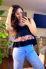 POL Floral Patch Ribbed Tank (2 colors)