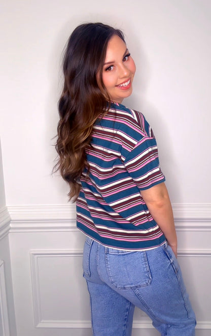 Multi Colored Striped Knit Tee