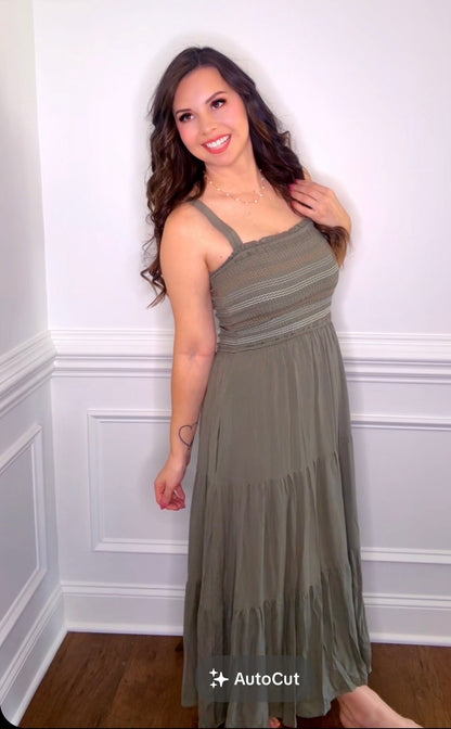 Embroidered Smocked Bodice Tank Dress