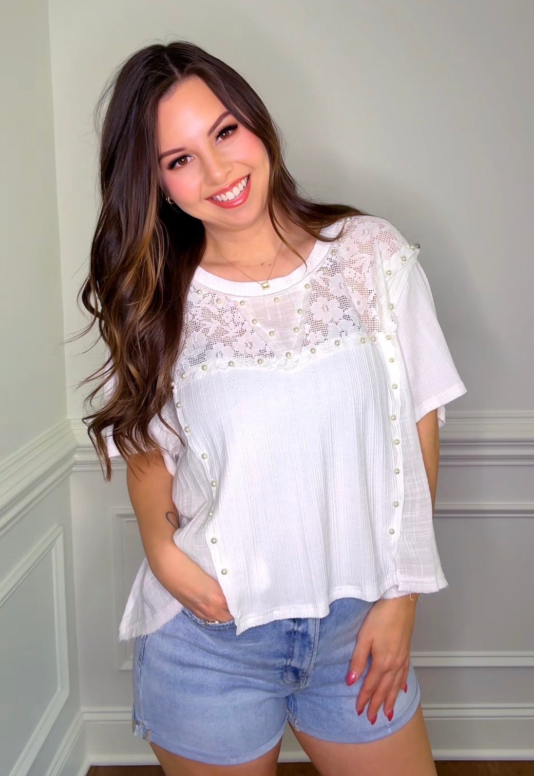 Pol Pearl Stud Accent Top (3 colors)