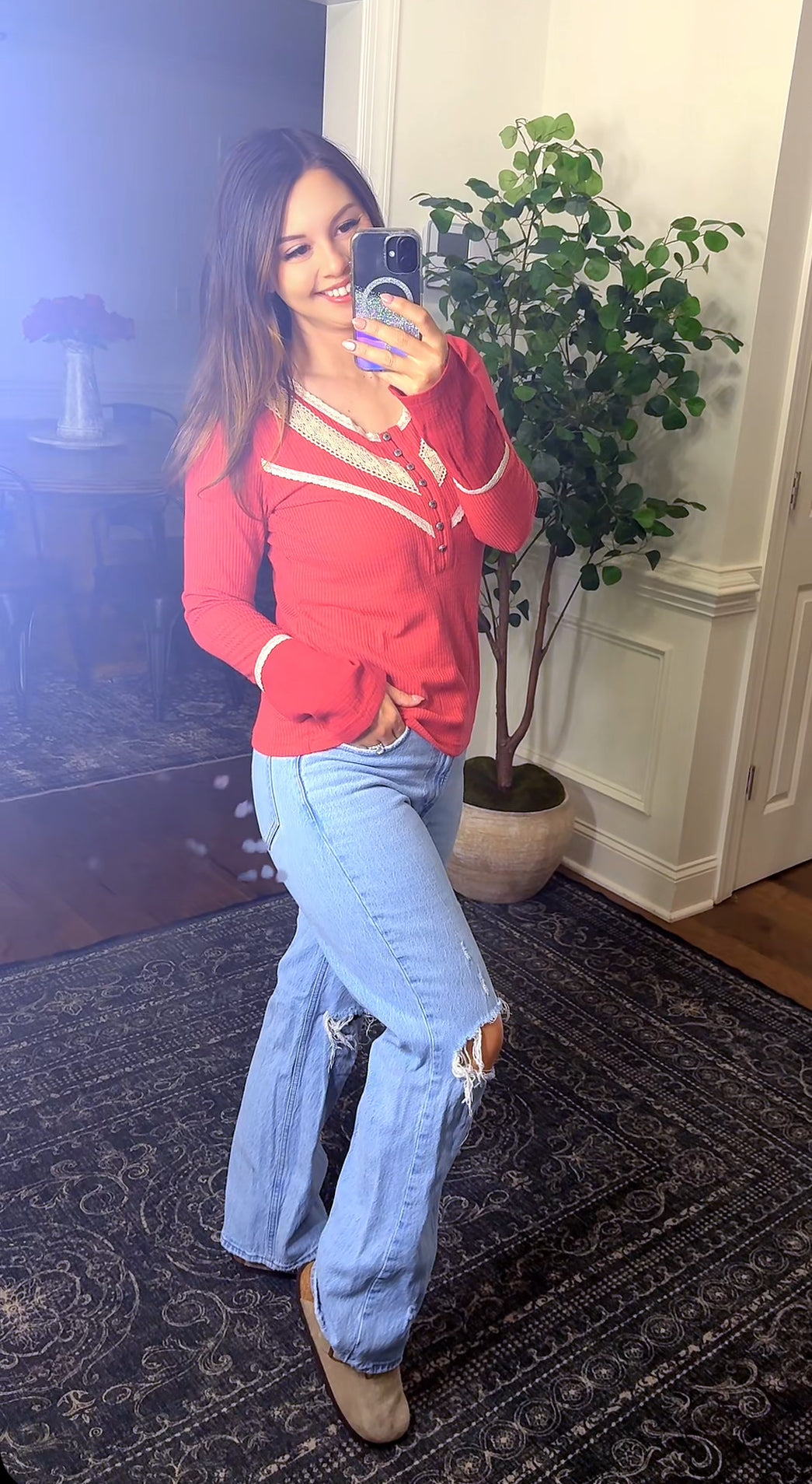 Boho Lace Top (Red)