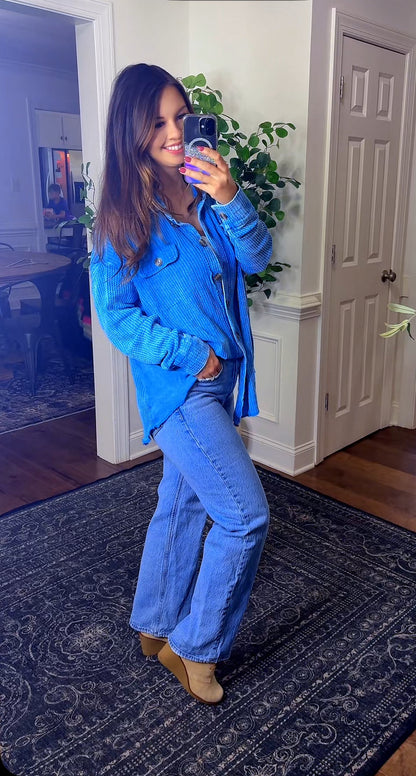 Too Blue For You Button Up