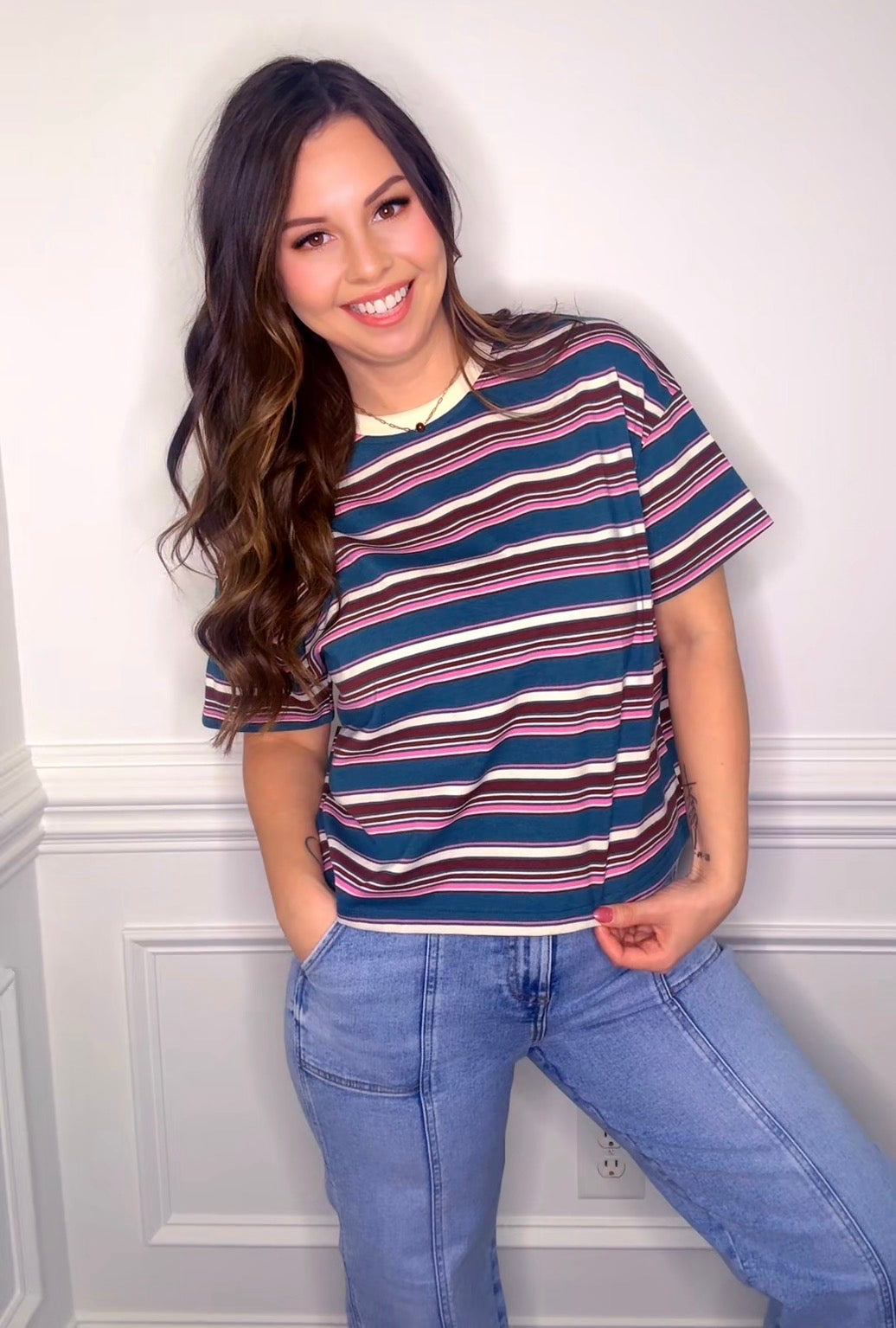 Multi Colored Striped Knit Tee