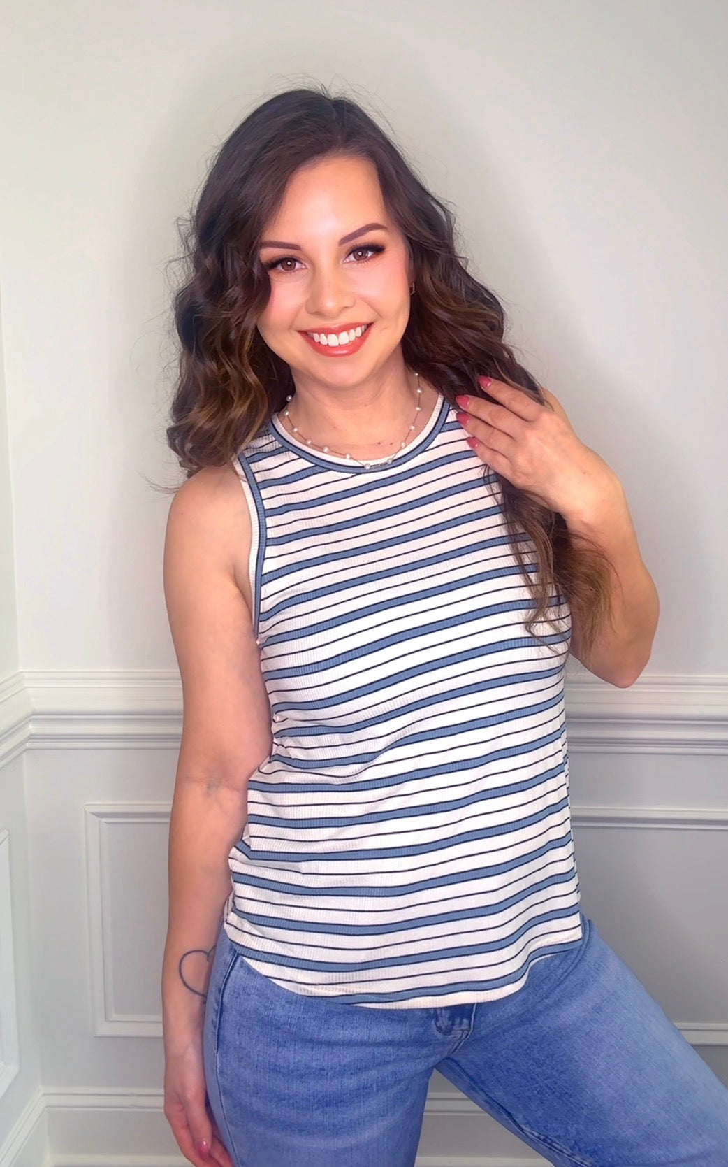 Blue Striped Tank *Final Sale* *Nonfundable*