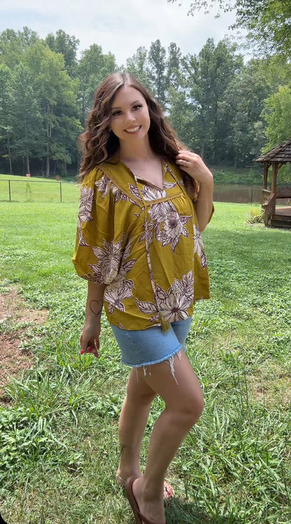 Floral My Fall Top (Mustard)