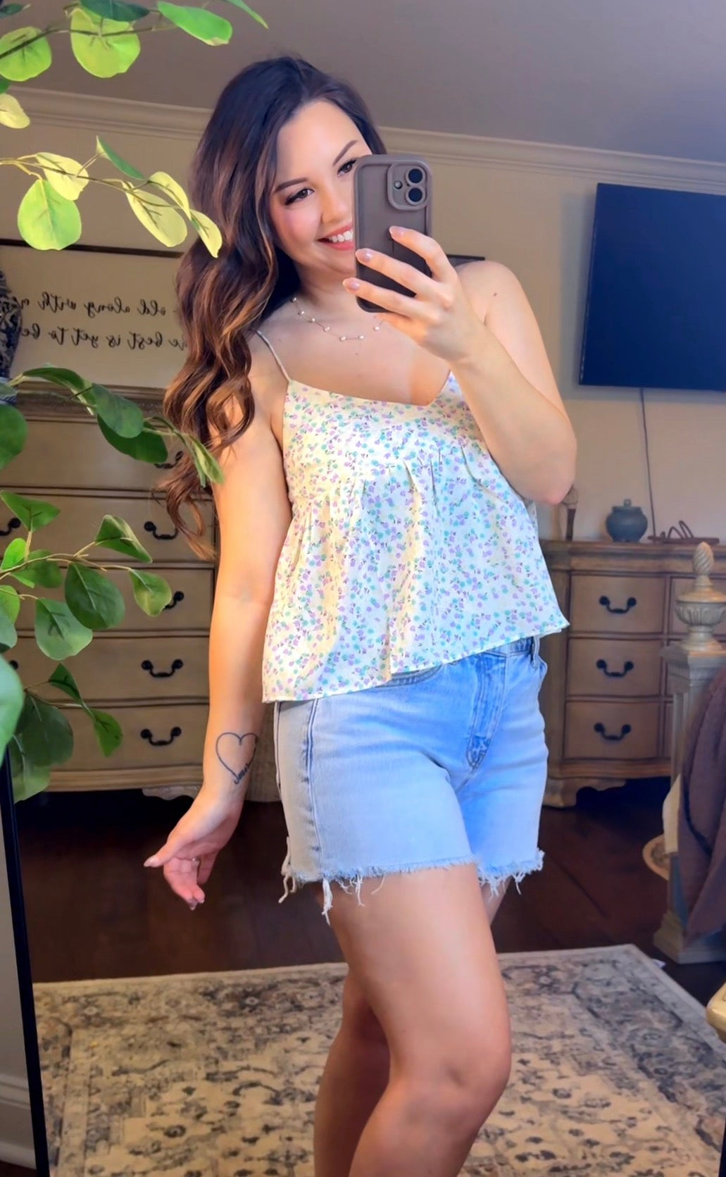 Things Between FLORAL PRINTED BABYDOLL CAMI TOP